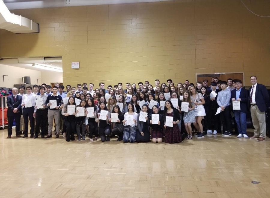 The+NHS+inductees+after+receiving+their+certificates.