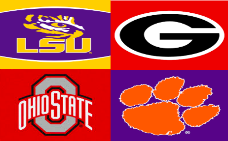 LSU, Georgia, Ohio State, and Clemson compete for the championship title. 