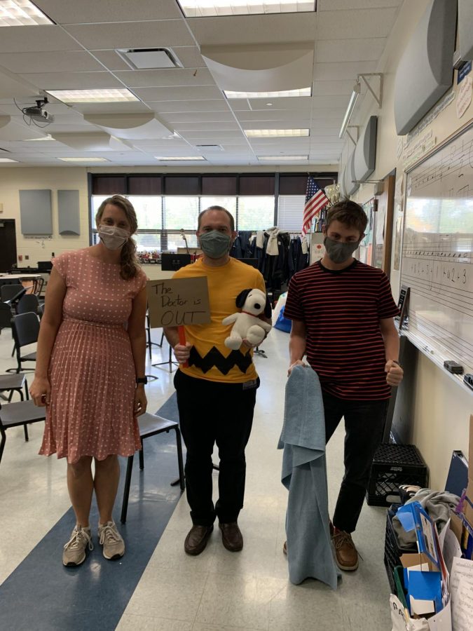 Ms. Wilcox, Mr. M, and Mr. S as Charlie Brown characters.