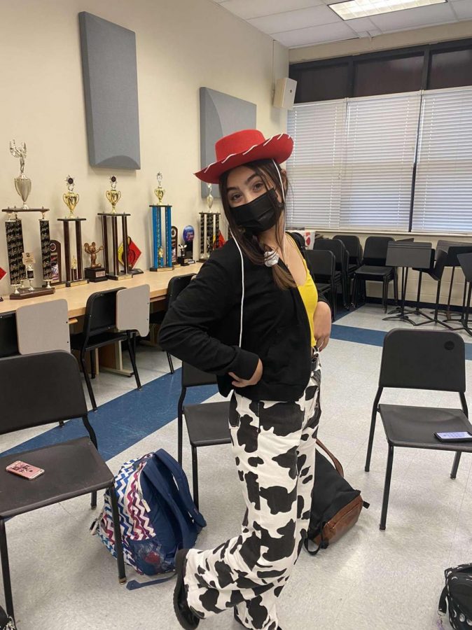 Sophomore Liana Farah dressed as Jessie getting ready for the rodeo!