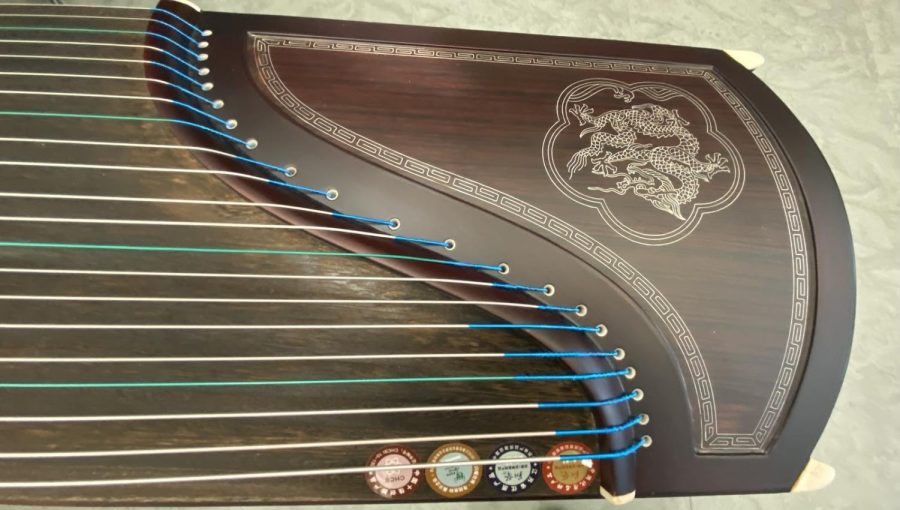 Yan Landaus guzheng, a traditional Chinese instrument.
