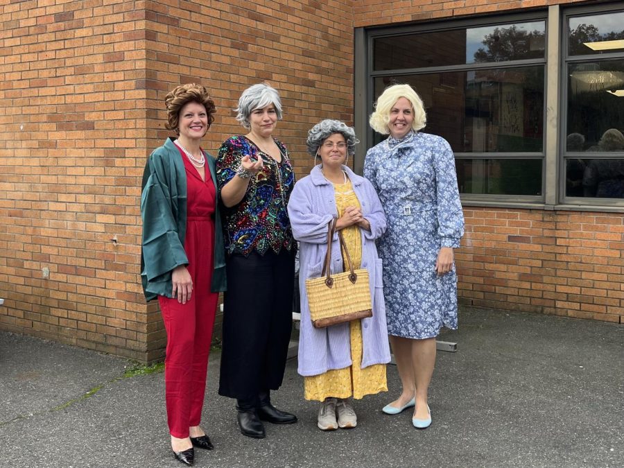 Staff dressed as the Golden Girls