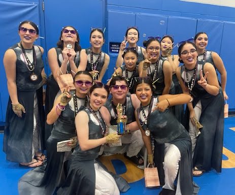 The winter guard after their win in Stratford.