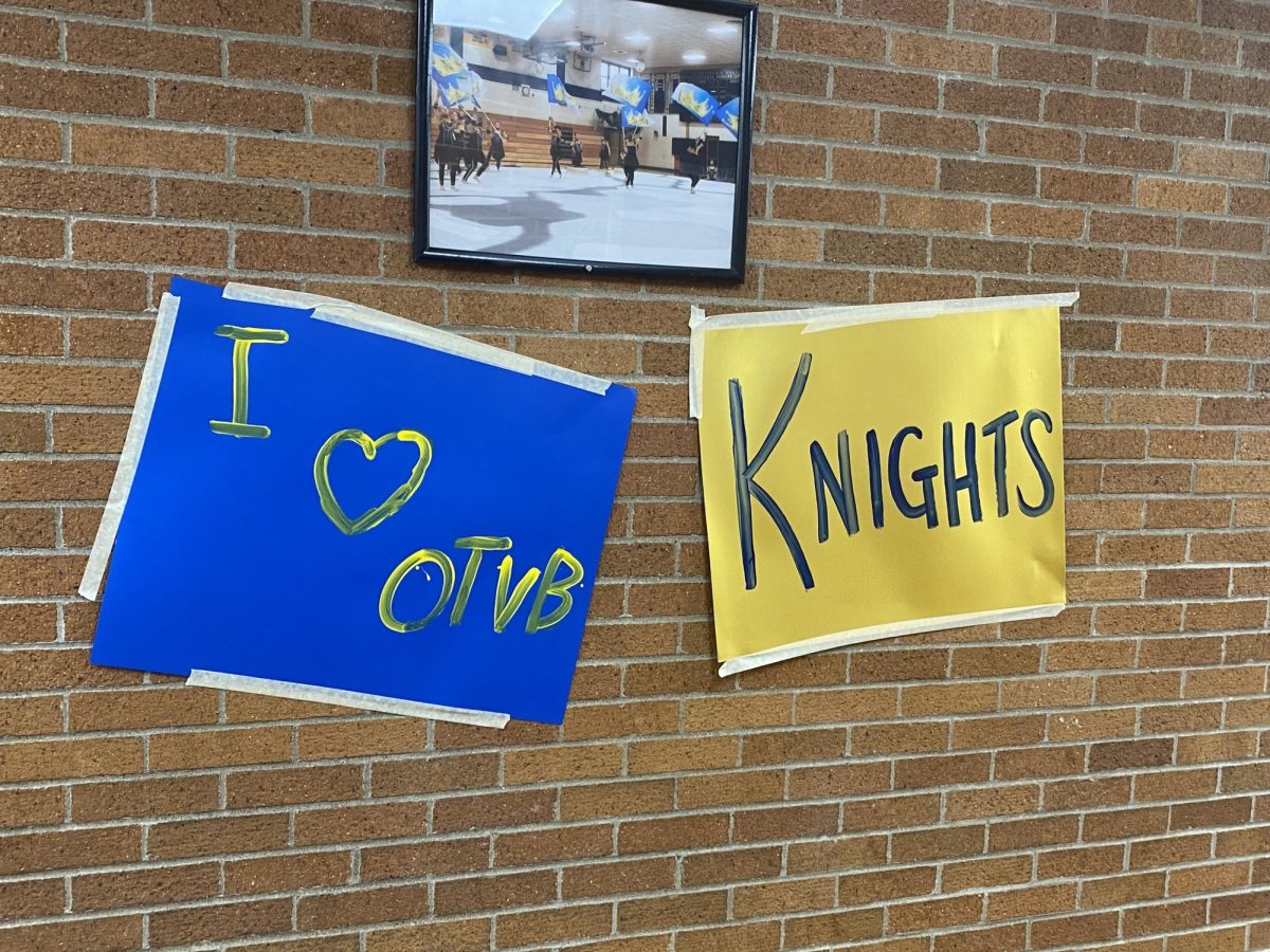 Signs outside of the pep rally 