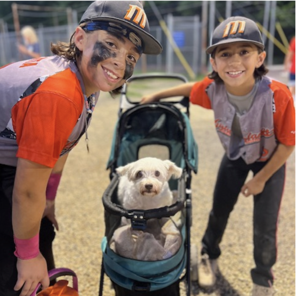 “My baseball loving sons, Dominick and Luca, and my 3-legged dog, Gwen.”